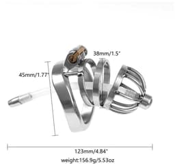 Fixxx - Ethan - Kuisheidskooi met Holle Penisplug - Zilver - Twee Diameters 45 mm — thumbnail 3