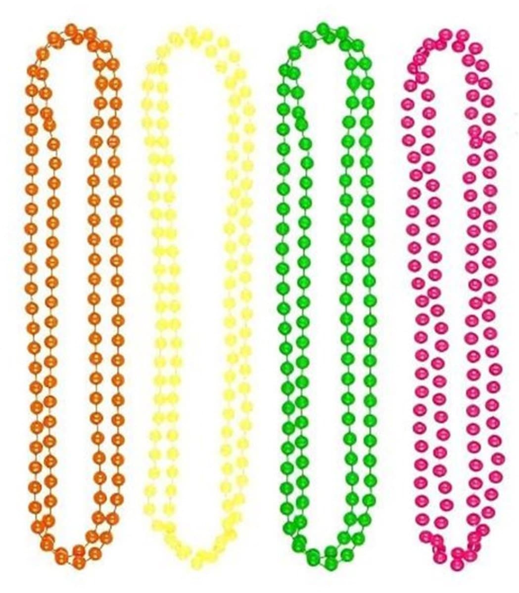 Plastic ketting - 8 stuks - 80 cm - Kleurrijke imitatieparelketting - Feestelijke kostuumketting voor dames - Kralenketting accessoire - Halsketting - Plastic kralen choker - Neon parels - Armband - Vintage kleding - Accessoire ketting - Feestketting — afbeelding 1