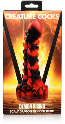 Demon Rising - Schubben Draak Siliconen Dildo - Rood/Zwart — thumbnail 4