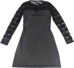 Zeloria PU Leren Jurk met Kant – Zwarte Sexy Bodycon Jurk met Lange Mouwen – Avondjurk / Party Dress Dames – L — thumbnail 8