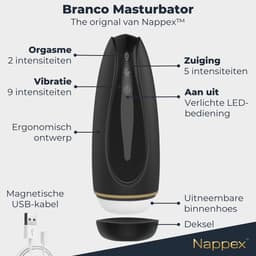 Masturbator voor Man - Nappex™ Branco Automatische Blowjob Simulator [Discreet Verzonden] - 16 Stille Zuig- en Vibratiestanden - Uitneembare Binnenhoes - Pocket Pussy Electrisch - Sex Toys voor Mannen en Koppels - Kunstvagina - Seksspeeltjes - Zwart — thumbnail 5