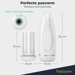 Masturbator voor Man - Nappex™ Branco Automatische Blowjob Simulator [Discreet Verzonden] - 16 Stille Zuig- en Vibratiestanden - Uitneembare Binnenhoes - Pocket Pussy Electrisch - Sex Toys voor Mannen en Koppels - Kunstvagina - Seksspeeltjes - Wit — thumbnail 3