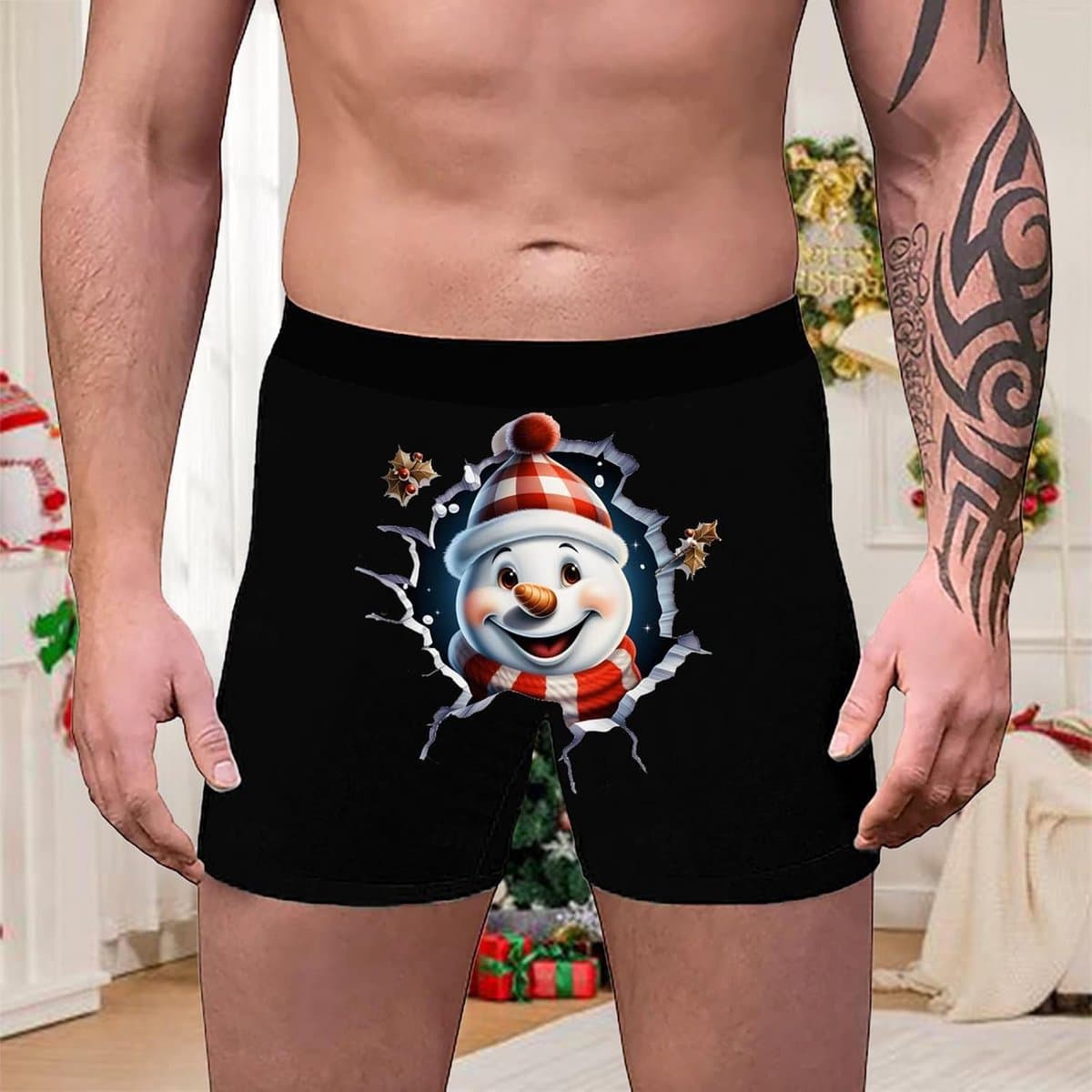 Grappige Kerst Boxershort Heren - Comfortabel Ondergoed met Feestelijke Print — afbeelding 1