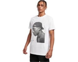 Heren T-Shirt met Tupac Cijfers en Gebarsten Achtergrond