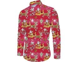 Grappig Kerstshirt Heren met 3D Print Lange Mouwen Casual Feestkleding