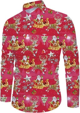 Grappig Kerstshirt Heren met 3D Print Lange Mouwen Casual Feestkleding — thumbnail 1