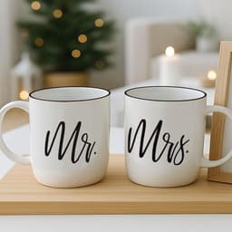 Gifffted Mr And Mrs Mugs, Unique Wedding Gift For Couple, Gifts For Engagement, Anniversary, His And Her, Bride And Groom, Valentines And Christmas Gifts For Couples, Set Of 2 Coffee Mugs — thumbnail 3