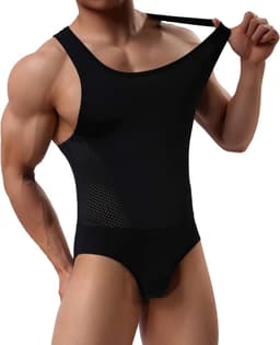 Heren Bodysuit - Ondergoed Singlet - Dagelijks Comfort - Vormgevend Effect - Zwart — thumbnail 4