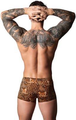 Male Power Sexy Pouch Short met Zwarte penisring - XL - Luipaard - Bruin — thumbnail 2