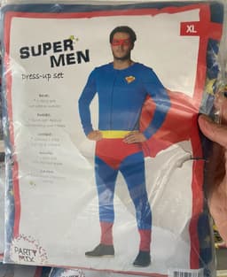Kinky Superhero Kostuum – Strak Blauw Pak met Rode Cape & Masker – XL — thumbnail 2