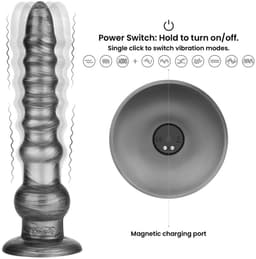 LoveToy - Vibrax Slider - Lange Vibrerende Anaal Dildo - 32 cm - Zilver — thumbnail 5