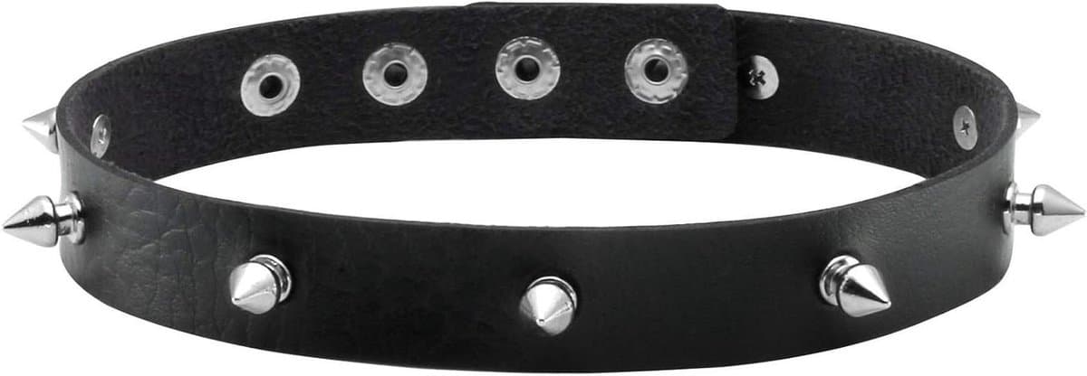 Allecto Plus - Dames Punk Goth Metal Spike Studded Choker Ketting zwart leer - Trendy Gothic accessoire met spikes - Rock chic sieraad met studs - Verstelbare kraag - Stoere halsketting — afbeelding 1