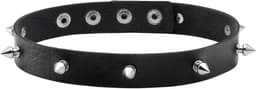 Allecto Plus - Dames Punk Goth Metal Spike Studded Choker Ketting zwart leer - Trendy Gothic accessoire met spikes - Rock chic sieraad met studs - Verstelbare kraag - Stoere halsketting — thumbnail 1