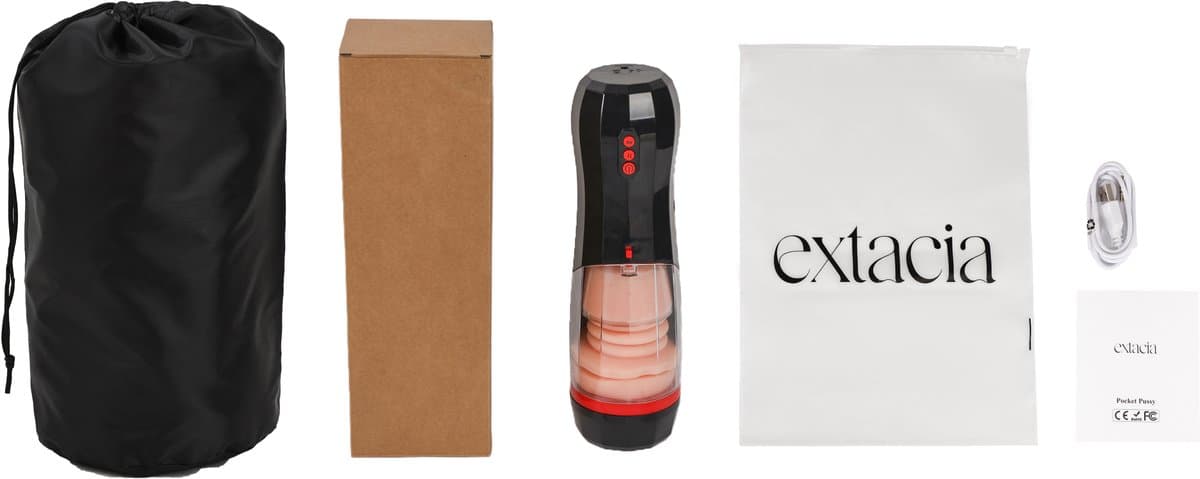 Extacia Masturbator voor Man - Pocket Pussy - Elektrisch - Blowjob Simulator - Sex Toys Mannen - Kunst Vagina - Inclusief Opbergtasje & Oplaadkabel — afbeelding 1