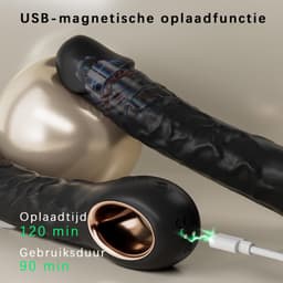 DOWO® - Luxe Realistische Vibrator - met Verwarmingsfunctie - 10 Standen - Vibrators voor vrouwen - Waterproof & USB Oplaadbaar - Siliconen Dildo voor Vrouwen & Mannen - vibrator - Sex toys - Zwart – L PLUS (22cm) — thumbnail 4