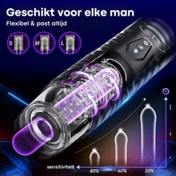Sensa Automatische Masturbator voor Mannen - Sex Toy Elektrisch - Handsfree Pocket Pussy - 7 Stuwende & Roterende standen - Inclusief verstelbare standaard - Met Visueel Venster — thumbnail 7