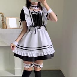 ByShane - Schooluniformset voor dames | Sexy cosplay uniform met minirok en strik | Franse meid kostuum | Lingerie outfits zwart-wit | S — thumbnail 4