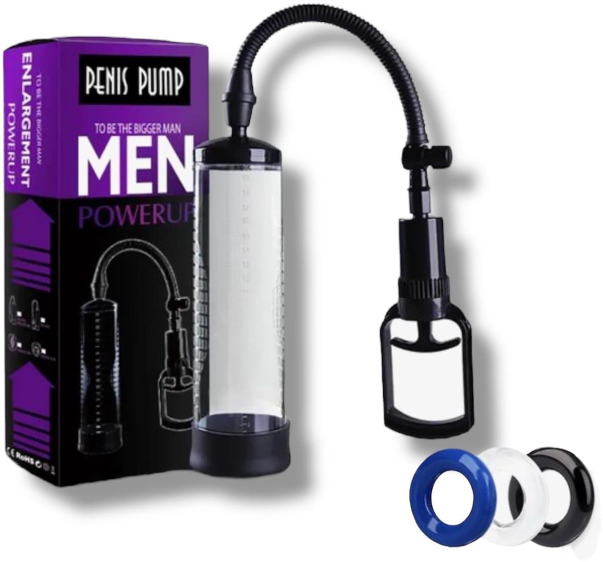 Men Penis pomp - Cockring - Penis pomp Met Penisring - Sex toys voor mannen - Penis Extender -Erectiepomp met penisringen — afbeelding 1