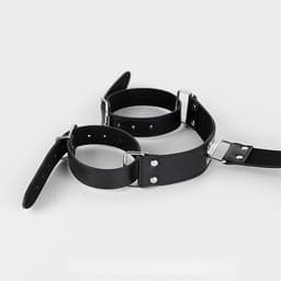DOWO® - Handboeien - Body Bondage - Sexy Lingerie - Erotiek Riem – SM - BDSM - PU Leer- Harnas Vrouwen - Sextoys voor vrouwen – Zwart — thumbnail 4