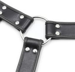 DOWO® - Harnas Mannen - Body Bondage - Kunstleer - SM - BDSM - Leren Harnas voor Man - Zwart — thumbnail 4