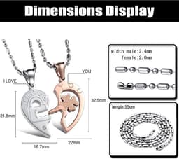 Allecto plus - Puzzelset halskettingen met hartjes - Tweelingen liefdesketting - Romantisch cadeau voor koppels - Vriend vriendin - Deelbare hartketting - Cadeau voor hem - Cadeau voor haar — thumbnail 3