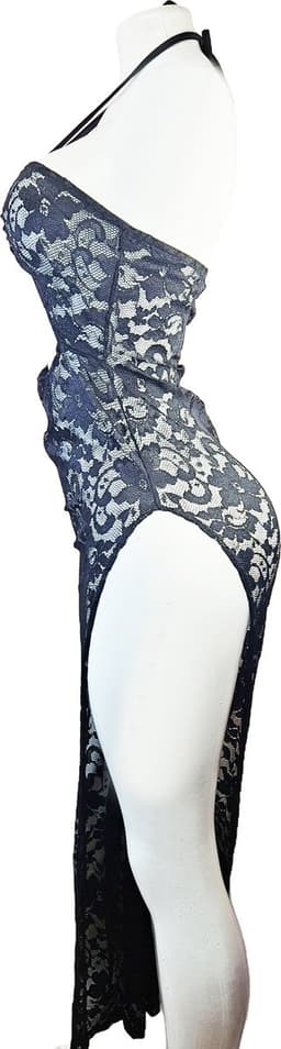 Jurk zwart - Sexy strand - Maat S/M - lingerie jurkje van kant met opening — thumbnail 3