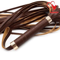 De Originele Lederen Seks Zweep - BDSM - 60CM - Bruin - Flogger - PU Leder — thumbnail 2