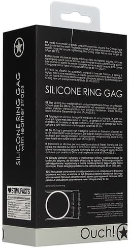 Silicone Ring Gag - With Leather Straps - Black — thumbnail 3