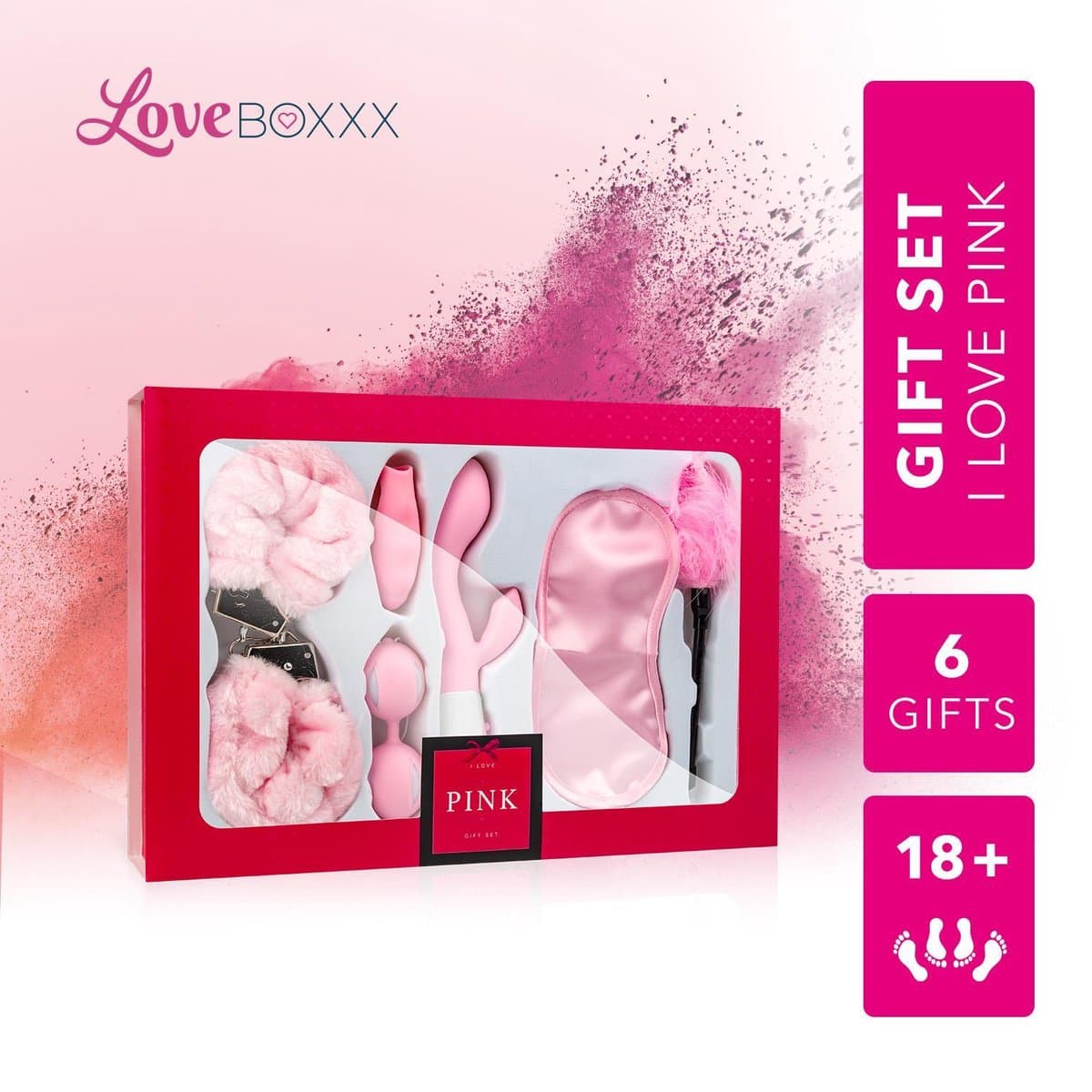 Loveboxxx - I Love Pink Cadeauset - 6 Delige Cadeauset - Geschenkset Vrouwen en Koppels - Cadeau Vrouw en Koppels - Giftset Vrouw en Koppels - Erotisch - Roze — afbeelding 1