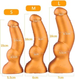 Gold Play - Soft Liquid Siliconen Anaal Dildo - Cock - Goud - Maat M — thumbnail 3