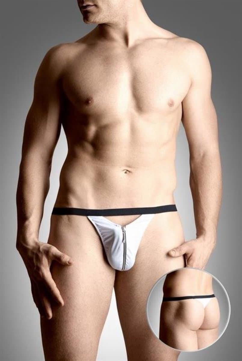 SoftLine Collection - Sexy heren string met rits aan de voorkant wit Maat:S-L S t/m L — afbeelding 1
