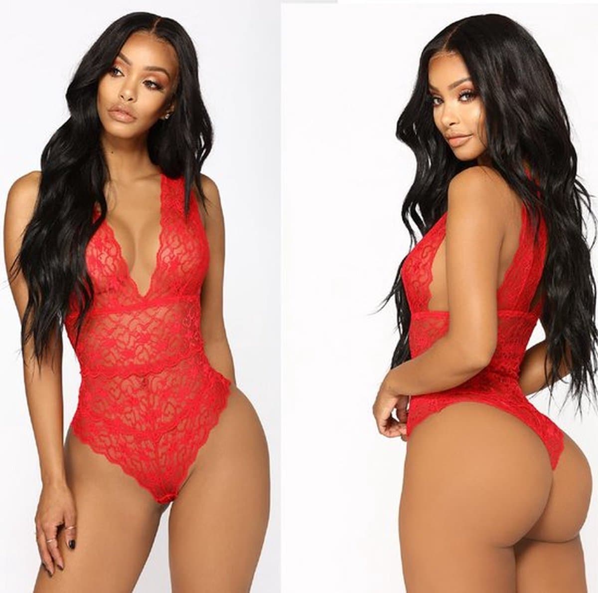 Jumada's - Bodysuit - Lingerie - Kant - Vrouwen - Rood — afbeelding 1