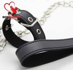 Scrotum bondage met ketting - Balzak stretcher - Lederen riem - Crusher — thumbnail 3
