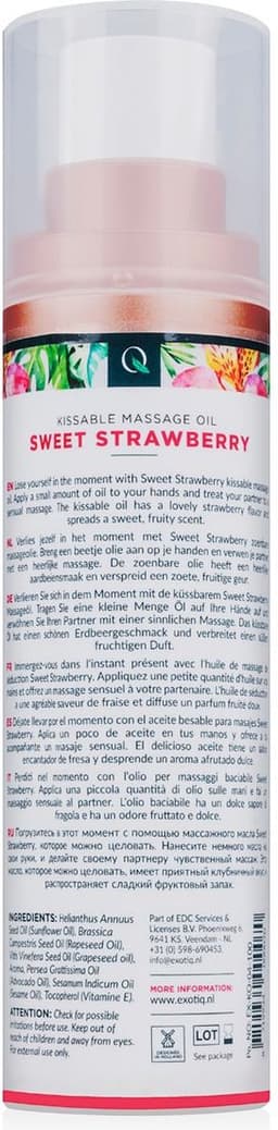 Exotiq - Massageolie - Massage Olie - Sweet Strawberry - Massageolie voor een Ontspannende Massage met Aardbeiengeur - Zijdezacht en Verzorgende Werking - 100 ml — thumbnail 2