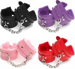 PU Leren Handboeien I Sm Pluche Handboeien I BDSM I Bondage I Met Ketting I Roze — thumbnail 1