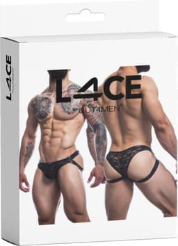 Cut4Men - Sexy Kanten Jockstrap - PU-lederen Bandjes - Zwart M — thumbnail 5