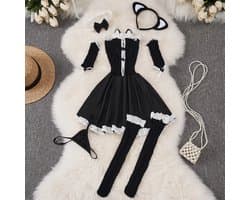 LekkerStout Lolita Kostuum - 6-Delig Incl. Accessoires - Cosplay - Sexy Lingerie | L | ( LS028 )
