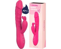 MyFantasy® Stotende Rabbit Vibrator - Verwarmbaar - Pulsing Clitoris en G-spot Stimulator - Vibrators voor Vrouwen Realistisch - Sex Toys voor Koppels - Kamasutra Seksspeeltjes - Tarzan Vibrator Dildo - Roze