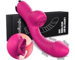 Roze Dubbele Penetratie Vibrator - Luchtdruk Vibrator - Clitoris & G Spot stimulator - Krachtig - Vibrators - Vibrators voor vrouwen - Sex toys - Vibrator-Discreet Bezorgde -Licking Sucking - sex speeltjes vrouw