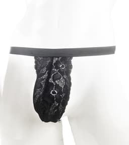 BamBella® Slip kant voor mannen - XS - ring doorzichtig Erotische Sexy Lingerie Heren - Zwart mannen ondergoed slip — thumbnail 1