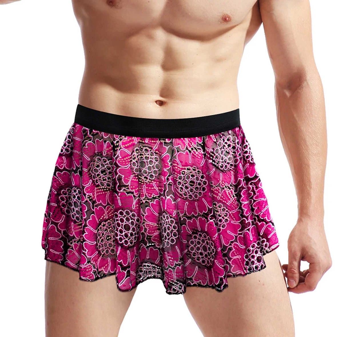 Sexy mannen rokje Rose Red - One size - Elastisch - Erotische heren kleding - Clubkleding - Ondergoed - Onderbroek — afbeelding 1
