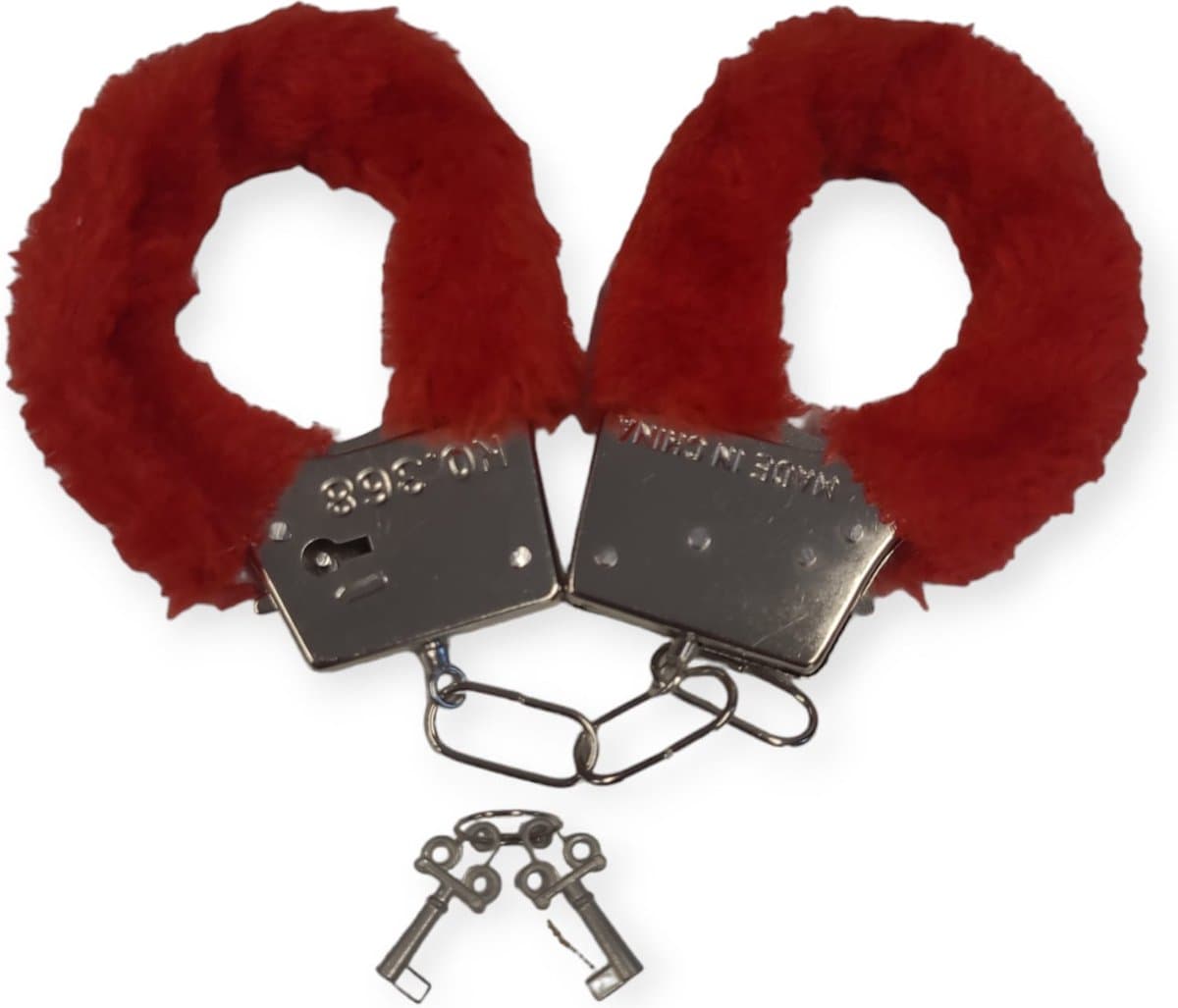 Doodadeals® - Handboeien Erotiek - Metaal - Seks - Rood Imitatie Bont - Inclusief 2 Sleutels — afbeelding 1