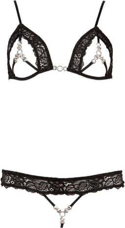 Abierta Fina – Sexy Extravagante Verleidings Lingerie Set met Strass Elementen voor Openheid met Klasse – Maat L – Zwart — thumbnail 5