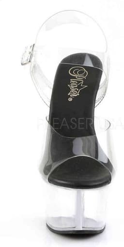 Pleaser - ASPIRE608 Sandaal met enkelband, Paaldans schoenen - Paaldans schoenen - 44 Shoes - Zwart/Transparant — thumbnail 2