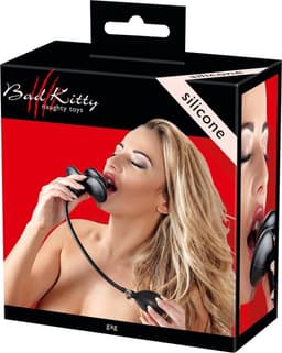 Bad Kitty – Siliconen Vlinder Gag Mond Knevel met Bal Pomp voor een Volle Mond - Zwart — thumbnail 6