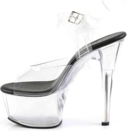 Pleaser - ASPIRE608 Sandaal met enkelband, Paaldans schoenen - Paaldans schoenen - 44 Shoes - Zwart/Transparant — thumbnail 3