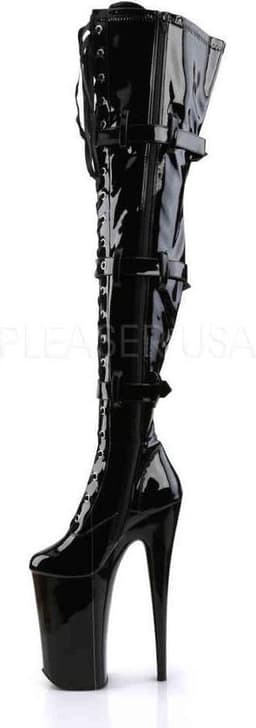 Pleaser - BEYOND-3028 Plateau Overknee Laarzen - Paaldans schoenen - 41 Shoes - Zwart — thumbnail 5