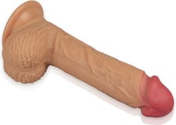 Productnaam LoveToy - Dual Silconen Dildo - platinum quality - beige - 21,5 cm — thumbnail 2