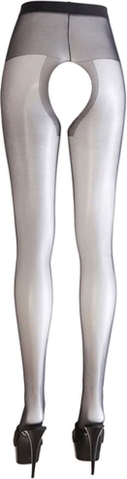 Cottelli Collection – Open kruis panty met versterkte taille band – Maat XL – Zwart — thumbnail 3