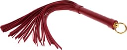 Luxe Zweep 47 cm - Voor BDSM, SM en Bondage - Flogger - Gemaakt van PU-Leer en Nikkelvrij Metaal - SM Zweepje - Sex Whip - Rood / Goud — thumbnail 5